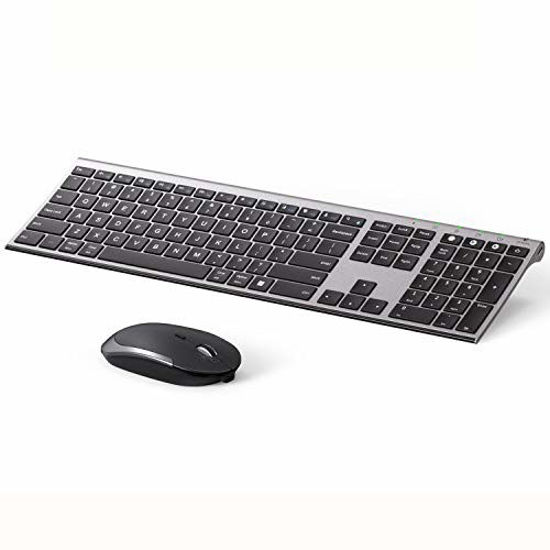 Picture of Multi-Device Bluetooth Keyboard and Mouse, Jelly Comb Rechargeable Dual-Mode(BT 4.0 + USB) Wireless Keyboard Mouse Combo, for Windows 8+/ Android 5.0+/ MacOS 10.10+/ iOS 10.13.4+ (Space Grey)