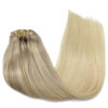 Picture of GOO GOO Clip in Hair Extensions Ombre Ash Blonde to Golden Blonde and Platinum Blonde Remy Human Hair Extensions Clip in Real Natural Hair Extensions Straight Thick 80g 12 Inch