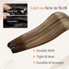 Picture of LAAVOO Sew in Hair Extensions Real Human Hair Balayage Remy Hair Extensions Chocolate Brown to Caramel Brown Human Hair Bundles 14 inch 80g Sew in Hair Extensions Real Human Hair Weave for Women