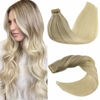 Picture of GOO GOO Human Hair Extensions Tape in 16 Inch Balayage Ash Blonde to Golden Blonde and Platinum Blonde Real Tape in Hair Extensions 20pcs 50g Remy Human Hair Extensions for Women