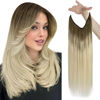 Picture of Transform Your Look Effortlessly with Gorgeous Ombre Balayage Human Hair Extensions - Featuring Sunny Fish Line Invisible Wire Hair Extensions 80g 12inches