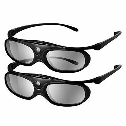 Picture of 2Pack JX60 3D Glasses, USB Rechargeable 3D Active Shutter Glasses Compatible with Epson Sony 3D Projectors, TDG-BT500A TDG-BT400A TY-ER3D5MA TY-ER3D4MA