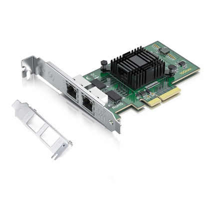 Picture of Gigabit 2 Port NIC with Intel I350 Chip, 1Gb Network Card Compare to Intel I350-T2 NIC, Dual RJ45 Ports, PCI Express 2.1 X4, Ethernet Card with Low Profile for Windows/Windows Server/Linux