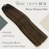 Picture of LAAVOO Microlink Hair Extensions Real Human Hair 18 in Darkest Brown Mix Light Brown Balayage Ombre Hair Extensions Microloop Real Human Hair 50g 50s