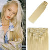 Picture of Clip in Hair Extensions Human Hair Platinum Blonde For Women 20Inch #60 70g 7PCS