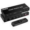 Picture of FERRISA 4x2 HDMI Matrix, 4K@60Hz 4 in 2 Out HDMI Switch Splitter with IR Remote, HDMI Matrix Switch + Optical + 3.5mm Audio Output, Support HDMI2.0, HDCP2.2, Auto Downscaler, 3D, Audio Extractor