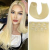 Picture of Hair Extensions Clip In Real Human Hair 20inch Platinum Blonde 70g Clip Ins Long Soft Hair Extensions 9a Hair Double Wefts 7PCS(20"#60)