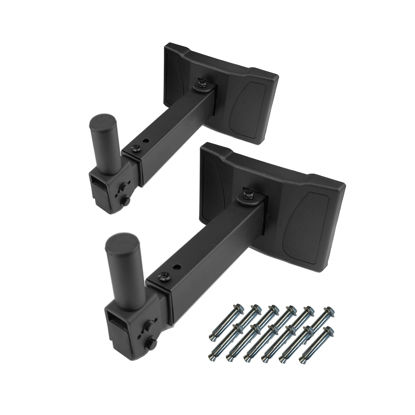 Picture of BIGalleons HW-339 Speaker Wall Mount, Wall Mount Speakers Brackets Support up to 100lbs Swivel & Tilt, PA Speaker Wall Mount for Large Speakers, Mounting Screws Hidden(2 Packs, Black)