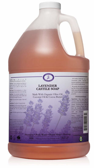 Picture of Carolina Lavender Castile Soap Liquid - Skin-Softening Olive Oil Soap Organic Body Wash - Pure Castile Soap Lavender Liquid Soap - Vegan Castille Soap Liquid (Lavender, 1 gallon)