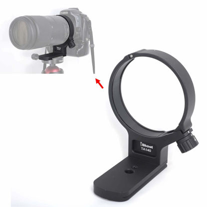 Picture of iShoot Lens Tripod Mount Ring for Tamron 100-400mm f/4.5-6.3 Di VC USD (A035), CNC Machined Lens Collar Support Bracket Holder, Bottom is ARCA-Swiss Fit Quick Release Plate for Tripod Ball Head