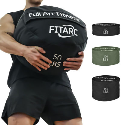 Picture of Fitarc Sandbag Workout Bag, Sand Bags for Weight Training, Sandbag for Fitness and Strength Training, Cross-Training & Exercise, Workouts Equipment Not Include Sand (Black 50LB)