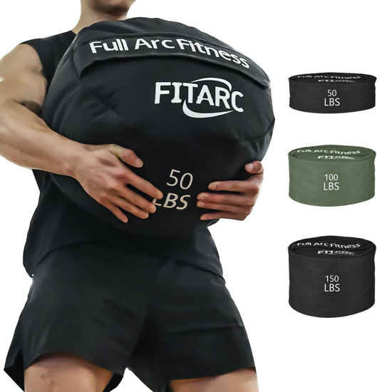 Picture of Fitarc Sandbag Workout Bag, Sand Bags for Weight Training, Sandbag for Fitness and Strength Training, Cross-Training & Exercise, Workouts Equipment Not Include Sand (Black 50LB)