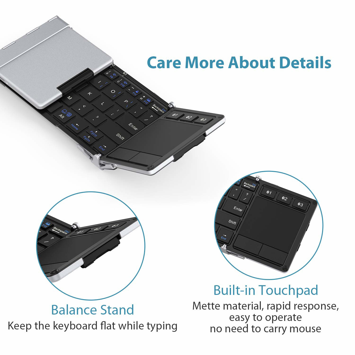 GetUSCart Foldable Keyboard Bluetooth, iClever BK08 Folding Keyboard