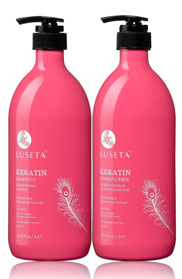 Picture of Luseta Keratin Smooth Shampoo & Conditioner Set Moisturizing for Dry Damaged Hair Keratin Treatment Free of Sulfate 2x33.8oz