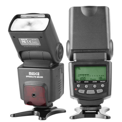 Picture of Meike MK430 TTL LCD Flash Speedlite Compatible with Canon DSLR Camera EOS 70D 77D 80D Rebel T7i T6i T6s T6 T5i T5 T4i T3i SL2 and with Standard Hot Shoe Stand