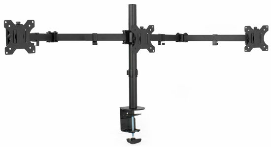 Picture of VIVO Triple Monitor Adjustable Desk Mount, Articulating Tri Stand, Holds 3 Screens up to 24 inches, Black, STAND-V003Y