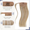 Picture of Blonde Ponytail Extension Human Hair Light Golden Brown Highlights Light Blonde Clip in Remy Ponytail Hair Extensions Wrap Around One Piece For Women 14inch 70G/Set