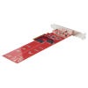 Picture of StarTech.com Dual M.2 PCIe SSD Adapter Card, PCIe x8 / x16 to Dual NVMe or AHCI M.2 SSDs, PCI Express 4.0, 7.8GBps/Drive, Bifurcation Required - Windows/Linux Compatible (DUAL-M2-PCIE-CARD-B)