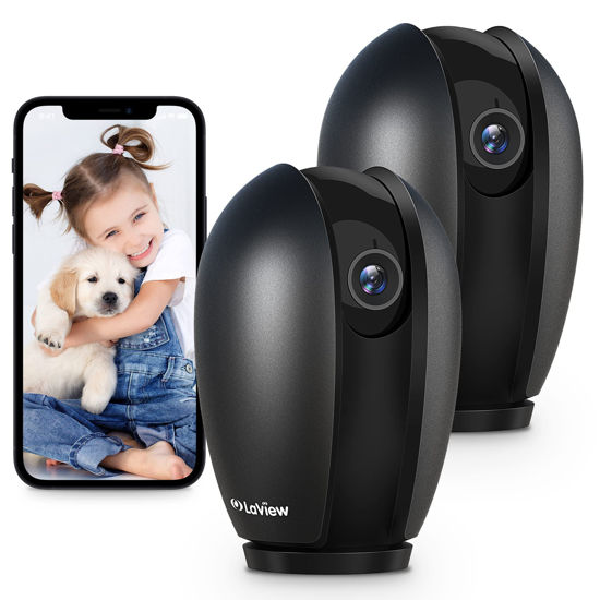 Picture of LaView Baby Monitor with Phone App (2 Pack), 1080P WiFi Pet Camera Indoor, 360° Home Security Camera with Motion & Sound Detection, Two-Way Audio, Night Vision, Local & Cloud Storage, Works with Alexa