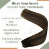 Picture of LAAVOO Micro Ring Weft Hair Extensions Balayage Darkest Brown Ombre Light Brown Beaded Hair Extensions Human Hair Silky Straight Easy Weft Hair Extensions Real Human Hair 18 Inch 50g