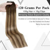 Picture of LAAVOO Clip in Human Hair Extensions Ombre Hair Extensions Clip ins Balayage Brown Fading to Caramel Brown Mix Brown 7pcs/120g 14inch Remy Clip in Extensions Brown Real Human Hair Double Weft Straight