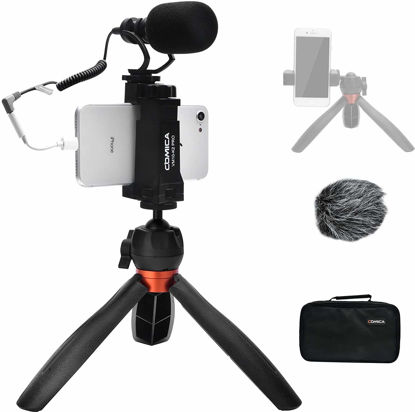 Picture of comica Smartphone Microphone with Mini Tripod, CVM-VM10-K2 PRO Video Shotgun Mic for iPhone and Android Phones, Vlogging Kit for YouTube Recording Facebook Live,Filmmaker Accessories