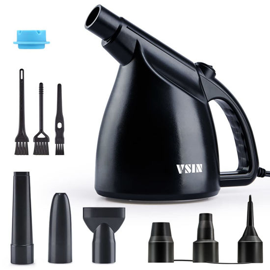 Picture of VSIN Compressed Air - Electric Air Duster 550 watts Replaces Canned Air - Electric Duster for Computer Cleaner, Keyboard Cleaner, Replaces Compressed Air Duster - Black Dust Blower