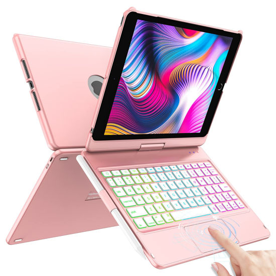 Picture of iPad Case Keyboard 10.2 - iPad Keyboard 9th Generation & 8th & 7th Gen - Touch Keyboard - 360° Rotatable Protective Cover with Apple Pencil Holder - Backlight Wireless Keyboard - iPad 9 Keyboard