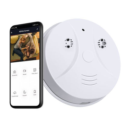 Picture of KDNRHE 1080P Camera Detector WiFi Security Camera with Smoke Detector Surveillance Camera with Motion Detection and Night Vision, for Home Office Bedroom