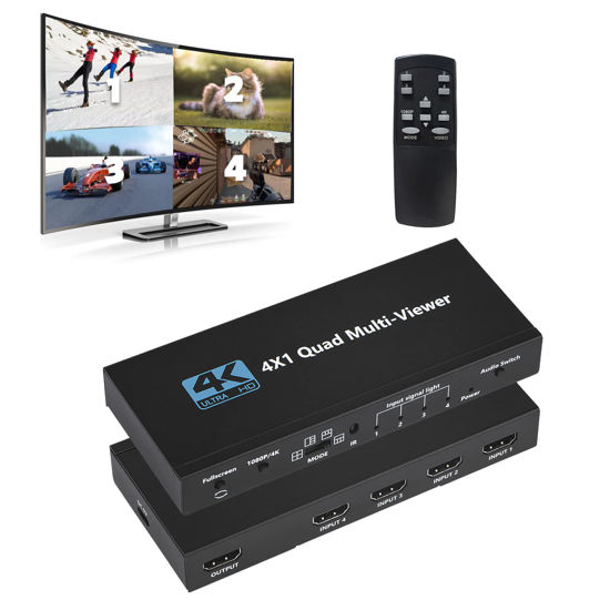 4-Port HDMI Quad Multi-Viewer with Seamless Switching (4x1 HDMI Switch,  1080p In, 4K/30Hz Out)