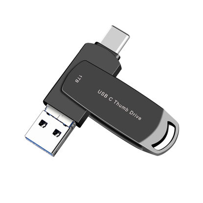 Picture of USB C Memory Stick 1TB Phone External Storage, Flash Drive with USB C/Micro USB Compatible MacBook iPad pro(2019/2020) iPad mini6 and PC (Black 1000GB)