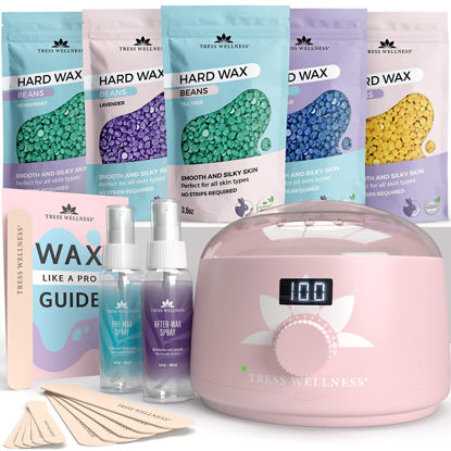 Picture of Tress Wellness Waxing Kit for Brazilian Wax - Easy to Use - For Sensitive Skin - Digital Display, Pink