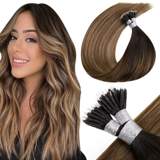 GetUSCart- LaaVoo Nano Ring Hair Extensions Ombre Real Human Hair