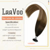 Picture of LaaVoo Nano Ring Hair Extensions Ombre Real Human Hair Nano Tip Hair Extensions Human Hair Darkest Brown to Medium Brown and Ash Blonde Micro Nano Bead Hair Extensions 1g/strand 50g