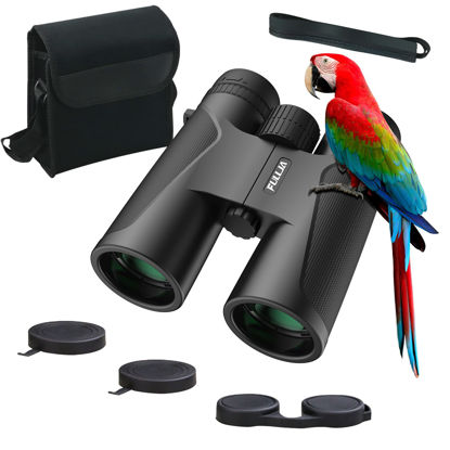 Picture of FULLJA 12x42 Binoculars for Adults - High Power Compact Binoculars Durable & Clear BAK4 Prism Lens, Easy Focus Waterproof Binoculars for Bird Watching, Hunting, Outdoor Sports, Opera, Travel, Hiking