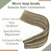 Picture of LAAVOO Micro Loop Weft Hair Extensions Highlight Light Brown to Platinum Blonde Micro Weft Extensions Brown Human Hair EZE Weft Extensions Blonde Micro Ring Beaded Weft Extensions Double Weft 50g 18"