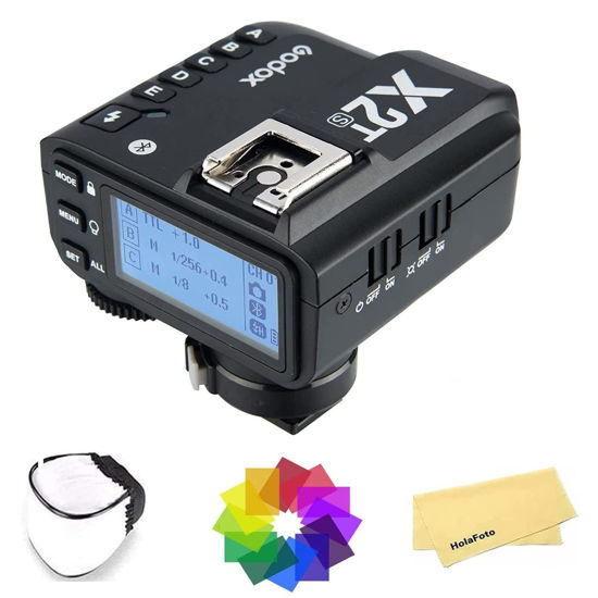 Picture of Godox X2T-S TTL Wireless Flash Trigger for Sony, Bluetooth Connection, 1/8000s HSS, 5 Separate Group Buttons, Relocated Control-Wheel, New Hotshoe Locking, New AF Assist Ligh+12 Color Filters+Diffuser