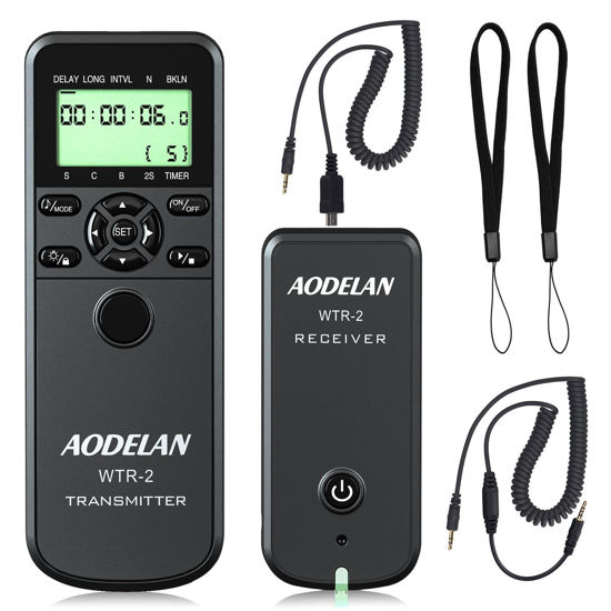 Picture of AODELAN Camera Wireless Timer Remote Control with Intervalometer Wired Shutter Release Cable for Panasonic GH5 G1GH1GH2 GH5 G85 GX7 GX8 FZ2500 FZ200 FZ1000 FZ200 FZ150 Cameras and for Olympus Cameras