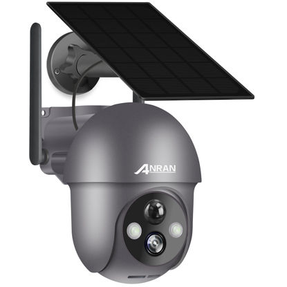 Picture of ANRAN Security Camera Wireless Outdoor with 360° View, 2K Solar Outdoor Camera with Smart Siren, Spotlights, Color Night Vision, PIR Human Detection, Pan Tilt Control, 2-Way Talk, IP65, Q1 Grey