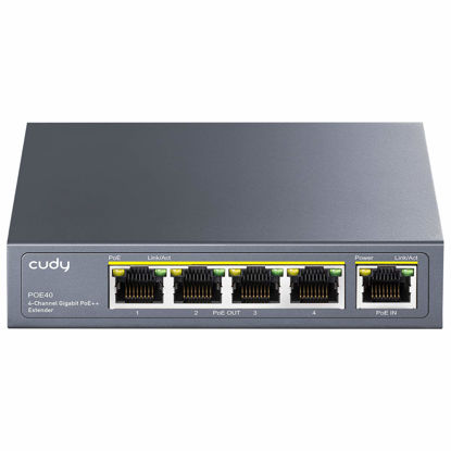 Picture of Cudy 4 Port Gigabit PoE Extender, 10/100/1000Mbps, 4 Channel PoE Repeater, PoE Amplifier, PoE Booster, Wall-Mount, Comply with IEEE 802.3bt, 802.3at, 802.3af, Not Support Passive PoE, Plug and Play