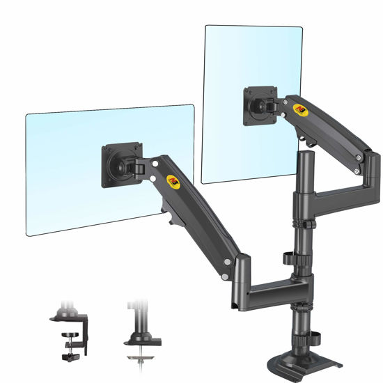 Picture of NB North Bayou Dual Monitor Desk Mount Stand Full Motion Swivel Computer Monitor Arm Fits 2 Screens up to 32'' with Load Capacity 4.4~26.4lbs for Each Monitor H180-B