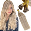 Picture of LAAVOO Itip Hair Extensions Real Human Hair 18inch Ash Blonde Highlighted Golden Blonde Hair Extensions Real Human Hair I Tip Silky Straight Hair Extensions Itip 50g 50strands