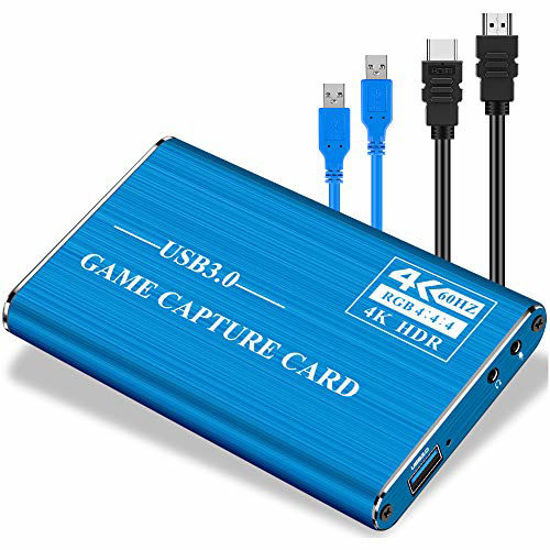 Picture of LEADNOVO Audio Video Capture Card, HDMI USB3.0 4K 1080P 60fps Reliable Portable Video Converter for Game Streaming Live Broadcasts Video Recording(Blue)