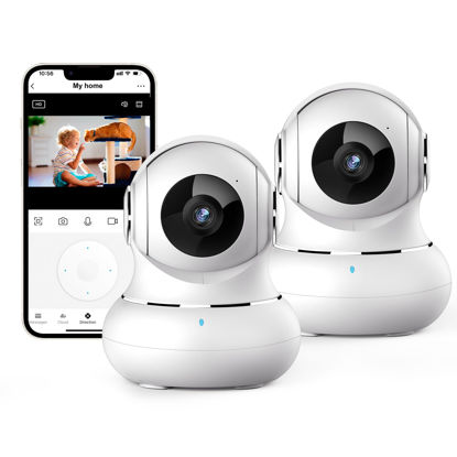 Picture of litokam Indoor Security Camera, Baby Monitor Camera with Night Version, 2K Home Security Cameras Wireless for Dog, Pet Camera with App, Two Way Audio, WiFi Camera 2 Pack