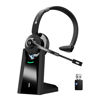 Picture of Trucker Bluetooth Headset, Wireless Headset with Microphone Noise Cancelling & USB Dongle, 28hrs talktime, On Ear Bluetooth Headphones with Mic Mute & Charging Dock for Cell Phone/PC/Office