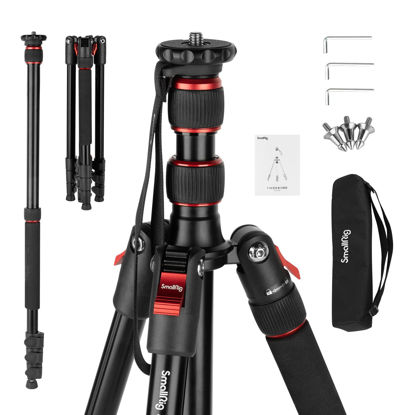 Picture of SmallRig 68" Camera Tripod, Foldable Aluminum Tripod & Monopod, Compatible with 1/4"-20 and 3/8"-16 Video Head, Payload 33lb, Adjustable Height from 19.7" to 67.7" for Camera, Phone - 3983