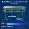 Picture of YuanLey 8 Port Gigabit PoE Switch with 2 Gigabit Uplink, 8 PoE+ Port 1000Mbps, 1 SFP Port, 120W 802.3af/at, Metal, Qos, Unmanaged Plug and Play AI Smart Detection Ethernet Switch