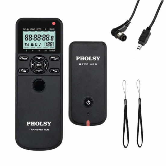 Picture of PHOLSY Camera Timer Remote Release Control with Intervalometer HDR for Nikon Z5, Z8, Z9, Z7ii, Z6, Z6ii, D750, D780, D7500, D7200, D5600, D5500, P7700, P7800, P950, D4, D5, D6, D800, D850, D810, D700