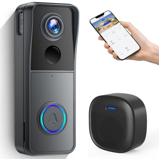 Picture of XTU Wireless Video Doorbell Camera with Wireless Chime, Door Bell Ringer Wireless with Camera, Voice Changer, PIR Human Detection, No Monthly fees, Battery-Powered Smart WiFi Doorbell