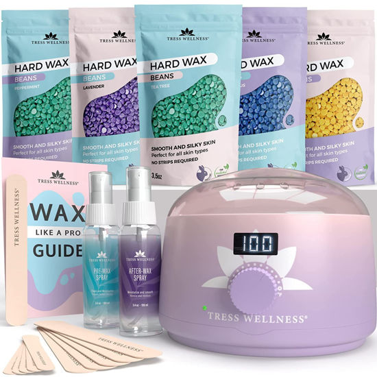 Picture of Tress Wellness Waxing Kit for Brazilian Wax - Easy to Use - For Sensitive Skin - Digital Display, Purple to Pink